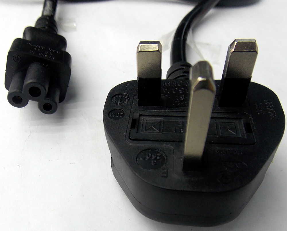 BS1363 UK 3 Pin Plug with Safety Mark to C5 Mickey Mouse Cable 2.5m